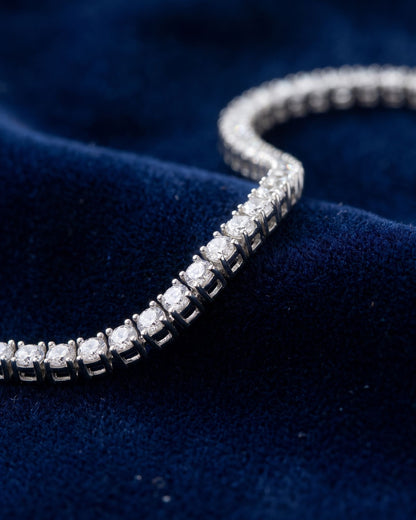 Close-up of hand-set VVS moissanite stones